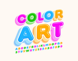 Vector Colorful Alphabet Letters and Numbers. Creative trendy Font