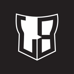 LB Logo monogram with negative space abstract shield shape design template on black background