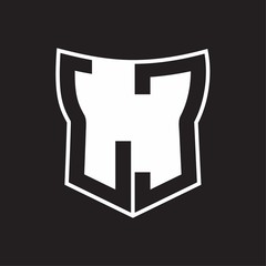 LC Logo monogram with negative space abstract shield shape design template on black background