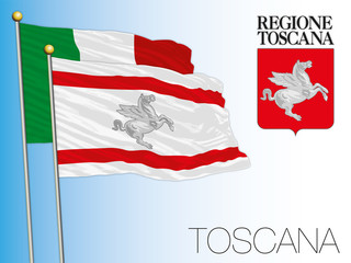 Tuscany official regional flag and coat of arms, Italy, vector illustration