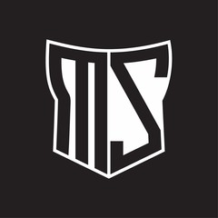 MS Logo monogram with negative space abstract shield shape design template on black background