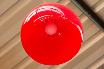 hanging red glass lamp.