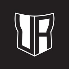 UA Logo monogram with negative space abstract shield shape design template on black background