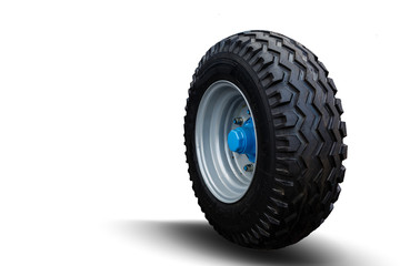Tractor tire on white background