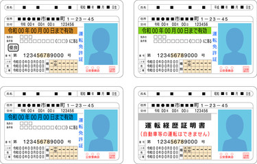 免許証（グリーン ブルー ゴールド）＆運転経歴証明書 セット #01