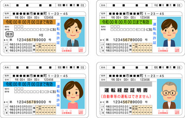 免許証（グリーン ブルー ゴールド）＆運転経歴証明書 セット #02