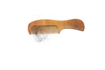 Hair loss, hair loss every day, serious problems and hair loss on a white background.