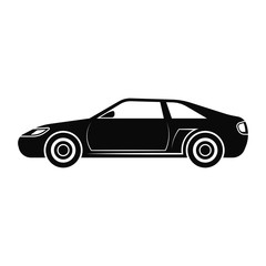 Sports car icon. Black silhouette. Vector drawing. Side view. Isolated object on a white background. Isolate.