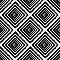 Black contour squares and rhombuses on a white background. Seamless pattern. Vector drawing. Texture.