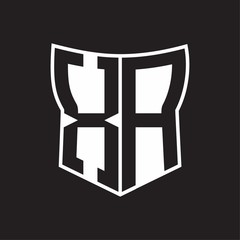 XA Logo monogram with negative space abstract shield shape design template on black background