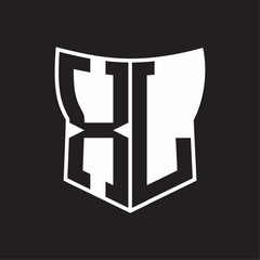 XL Logo monogram with negative space abstract shield shape design template on black background