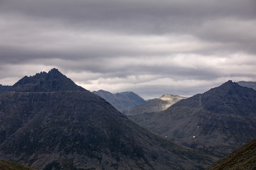 Fototapeta premium Gonry landscape of the Subpolar Urals in Russia. Summer in the North beyond the Arctic Circle