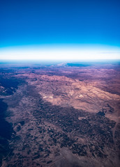 Mountains and hills of Turkey. Aerial view at during sunrise.