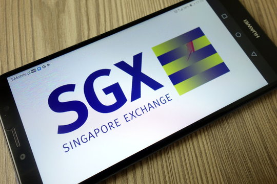 KONSKIE, POLAND - December 21, 2019: Singapore Exchange Limited logo on mobile phone