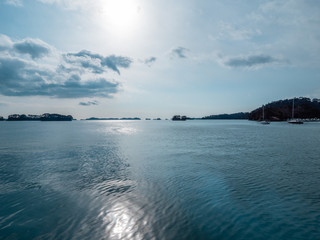 日本三景、松島の島巡り観光船からの景色。
