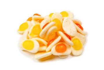 Eggs gummy candies. Top view. Jelly  sweets.