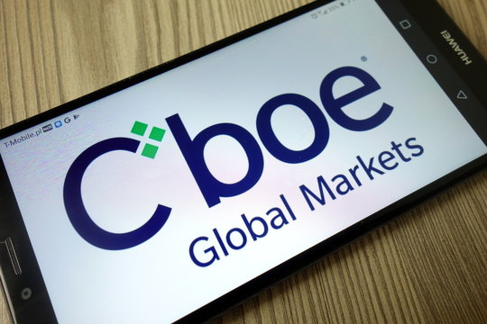 KONSKIE, POLAND - December 21, 2019: Cboe Global Markets logo on mobile phone