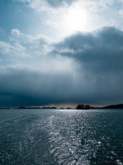 日本三景、松島の島巡り観光船からの景色。