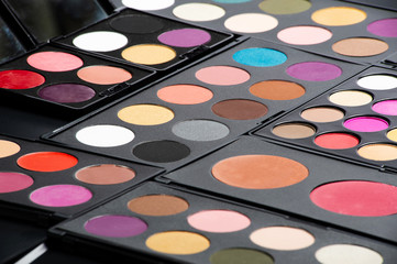 Professional makeup palette. Decorative cosmetics for eye makeup, pallets