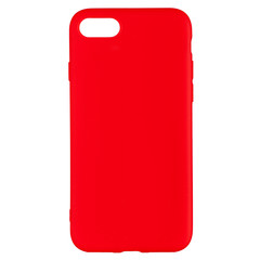Red silicone case for smartphone or phone with cutouts for the camera. Back view isolated on white background