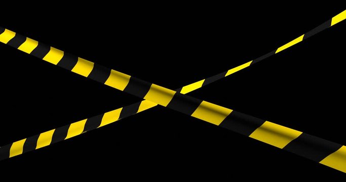Yellow-black protective tape close-up on a black background.