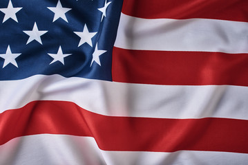 American flag background. USA flag waving, closeup