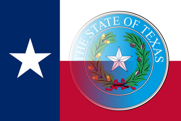 Texan State Flag With State Seal