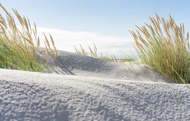 Selbstklebende Fototapeten Breiter Strand und Dünengras an der Nordsee © ThomBal