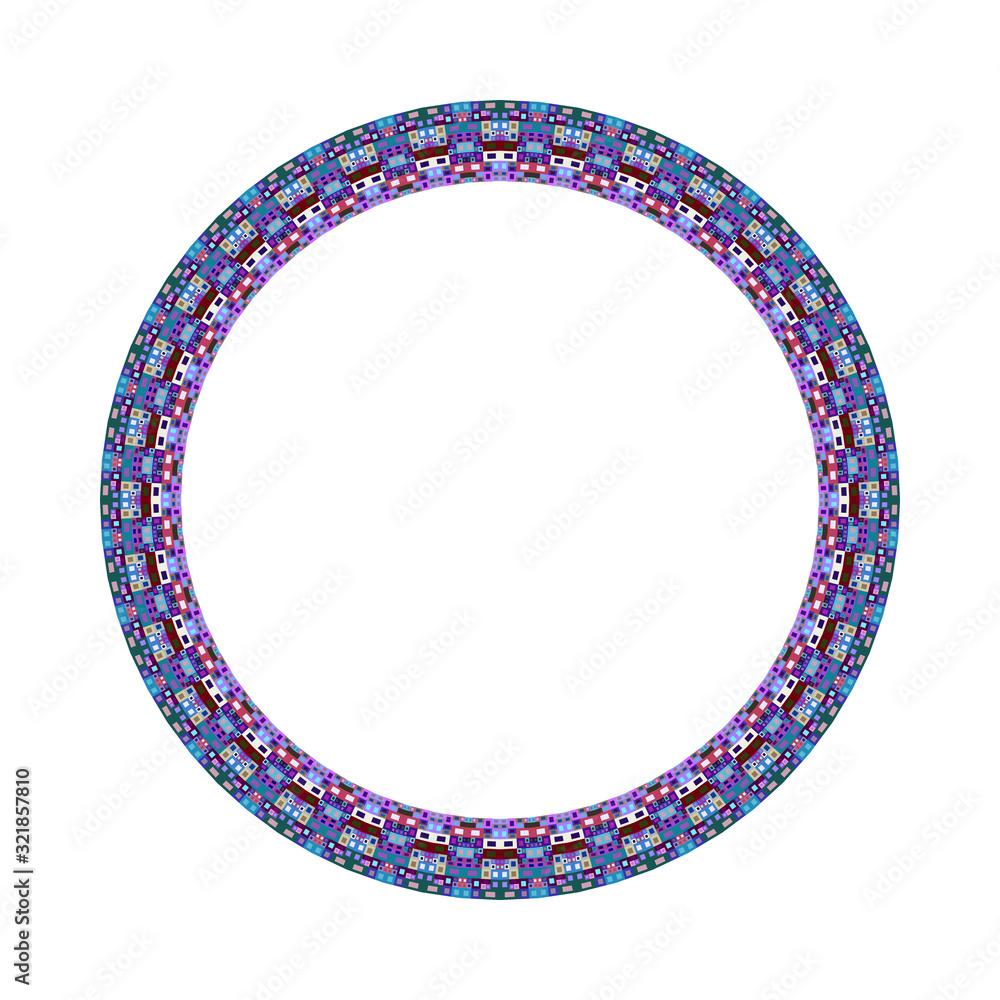 Poster colorful mosaic border - circular geometrical ornamental abstract vector design element from geometr