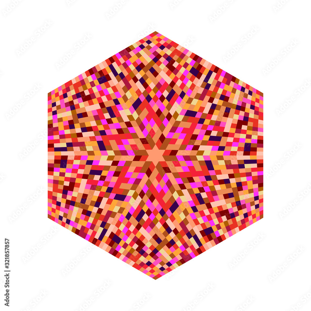 Poster abstract tiled mosaic ornament hexagon symbol - geometrical colorful vector element