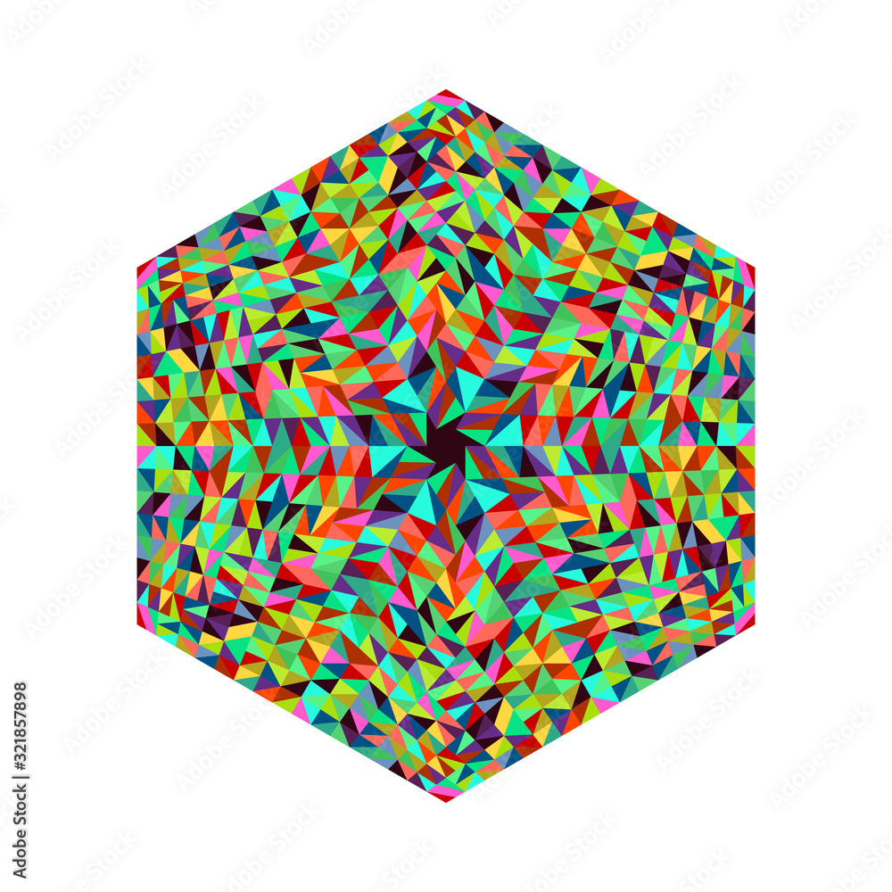 Poster isolated mosaic polygon shape - ornamental geometrical colorful vector element