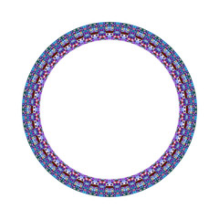 Naklejka premium Colorful mosaic border - circular geometrical ornamental abstract vector design element from geometric shapes