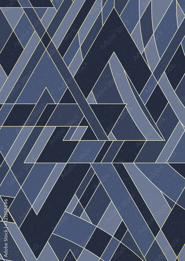Poster abstract geometric background. halftone black with gold bordering. grainy texture effect. colorful m