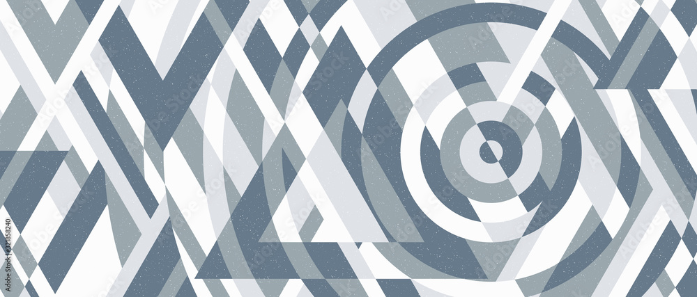Poster horizontal vector geometric banner. stylish abstract retro background. soft pastel colors. grainy te