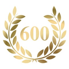 600th gold laurel wreath vector isolated on a white background 