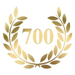 700th birthday gold laurel wreath vector isolated on a white background 