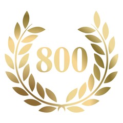 800th birthday gold laurel wreath vector isolated on a white background 