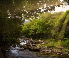 sunset in the river  beautiful Waterfalls of Tamasopo san luis potosi mexico 