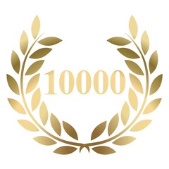 Fototapeta na wymiar 10000th birthday gold laurel wreath vector isolated on a white background 