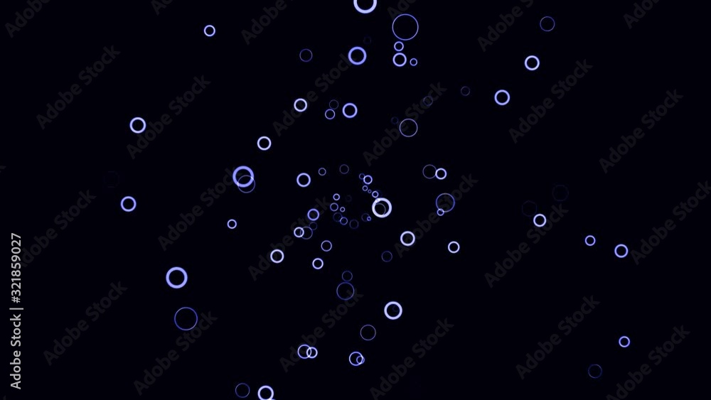 Poster many small colored circles appear on a dark background and move slowly, seamless loop. animation. be