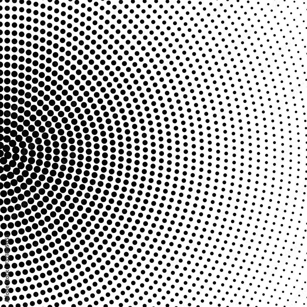 Poster geometrical monochrome dot pattern background - black and white abstract vector design