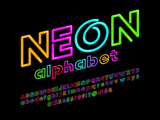 Vector of neon style alphabet design