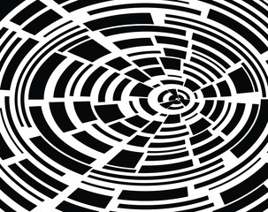 Abstract halftone dots in spiral form. Geometric dotted shape. Monochrome background. Design element for prints, web pages, template