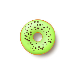 Colorful donut isolated on white background. Top view, realistic style. Vector illustration.