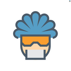 Doctor or scientist character icon. That wearing special personel protective equipment (PPE) for the coronavirus (covid-19) outbreak treat patient. Vector illustration line icon design. 48x48 pixel. - obrazy, fototapety, plakaty