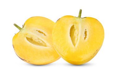 half pepino melons  on a white background