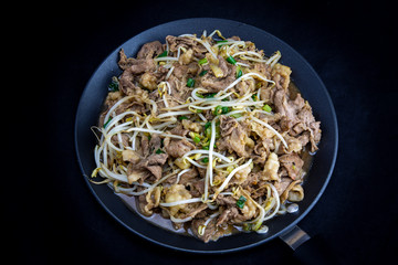 Fried Beef Brisket and mung bean sprout with soy sauce