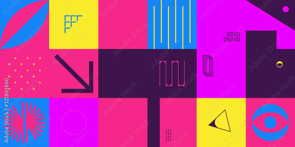 Poster neon abstract vector pattern design