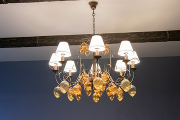  glass chandelier lamp on the ceiling
