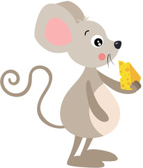 Cute brown mouse eating cheese